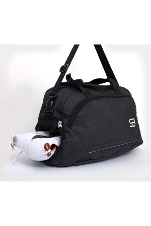 MNZ - متوسط الحجم Unisex الأسود الرياضة اللياقة البدنية والحقيبة السفر مع مقعد الأحذية - Solo Bag