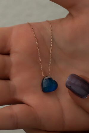 MNZ-الوان تغيير الحجر الطبيعي الشعور الحجر الفضة القلب العنق UVPS100370 - Papatya Silver