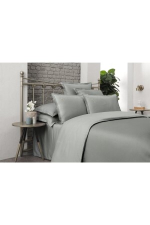 MNZ-ثابت القطن ساتين الزيتون دوبي غطاء غطاء مجموعة مزدوجة V9 رمادي داكن SAR2021639 - Sarev