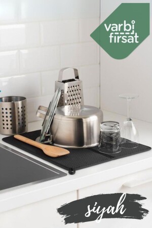 MNZ-طبق جفاف المطبخ جفاف الملابس جفاف المطبخ العداد العلوي - الأسود - Varbifırsat