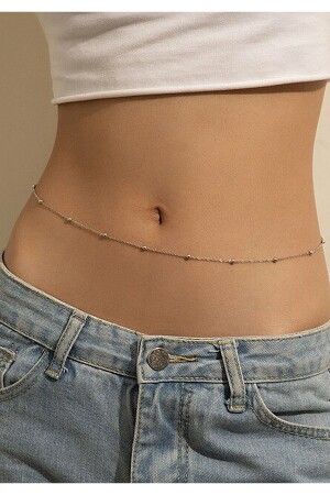 سلسلة الخصر للنساء من MNZ مع سلسلة الكرة الخالية من التشويش الفضة - Bijuteri Evi