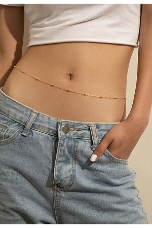 سلسلة الخصر من النسائية من MNZ الذهب مع سلسلة الكرة خالية من التسمم - Bijuteri Evi