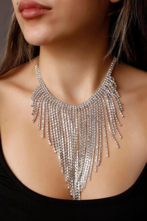 ملحقات الجسم من نوع MNZ مع حجر الكريستال التسيلات التسيلات العنق المزمنة العنق الخليط الخليط الفضة - Hubann