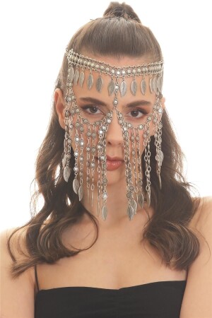 سحر ورقة فضية من قبل النساء من قبل MNZ التفاصيل قابلة للتعديل الحجاب المصنوع يدويا - سلسلة الوجه - Labalaba