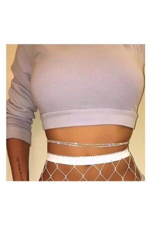 MNZ-طبقة مزدوجة حجر الكريستال فضة لون الحزام الملحقات وسلسلة الحزام - Misboho