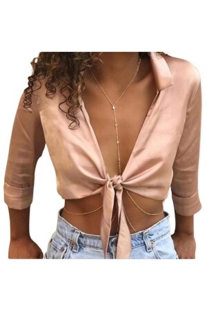 ملحقات الجسم من حجر الكريستال اللون الذهبية خالية من الطينات MNZ وآليات السلسلة الجسم - Misboho