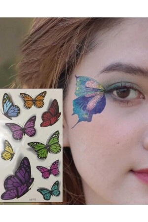 نموذج الفراشة من فترة من العصر MNZ ديكورات الوجه ورق ملصق للكرة الوشم - Mutlubidünya