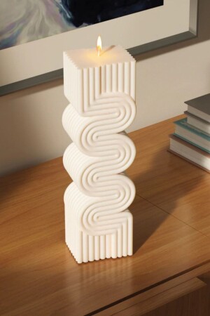 شمعة موجة كبيرة مزخرفة MNZ - شمعة شمعة صويا نباتية مزخرفة WAVE95 - Cageartstudio