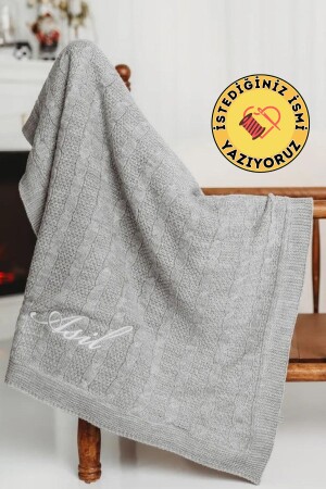 MNZ-[نطوي على الاسم الذي تريده] Welsoft Baby Blanket Gray Plush خياط بطانية خياط بطانية - tinykiddesign