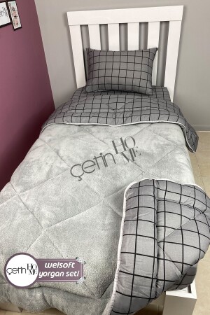 MNZ-مواحدة مزدوجة الطريق Welsoft Duvet مع مساحة ملونة السطح 155x215cm مربع مدخن - Çetinhome
