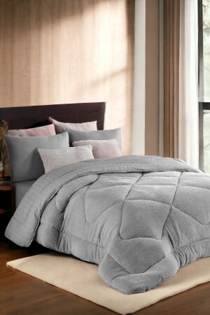 MNZ-مزدوج الجانب Welsoft Quilt رمادي الملك المزدوج الحجم 215 × 235 مياورون3 - Miaselis