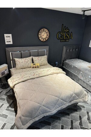 MNZ-مزدوج الجانب Welsoft Quilt Set مزدوج بيج عرقية VCSTCK121 - Genel Markalar