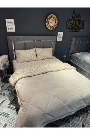 MNZ - مضاعفة الجانب Welsoft Quilt Set مضاعفة سلسلة بيج - Violacasa