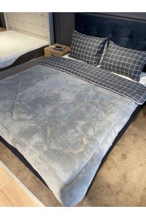 MNZ-مزدوج الجانب Welsoft Quilt Set مضاعف الرمادي الأنتراكيت مربع - Violacasa