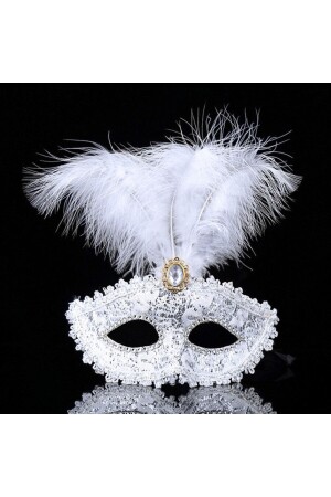 قناع حفلة حفل الراقصة من الـ MNZ - White Lace غطاء بالرغوة البيضاء 17x20 سم - Genel Markalar