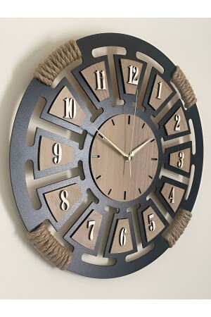 MNZ-لايزر قطع ديكوراتي الخشب Wicker التفصيلي صامتة تدفق ساعة الجدار مع معلق 40x40 UMRA1244 - Ümra lazer
