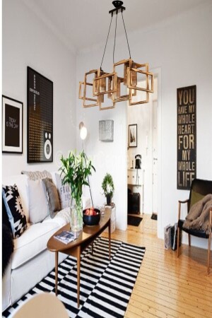 MNZ- Window 3-piece wood chandelier 009 - Zuhal Aydınlatma