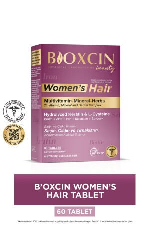MNZ- Women' s Hair 30 Tablets - كيراتين كولاجين بيوتين زنك الحديد سيلينوم أرملة L سيستين. - Bioxcin