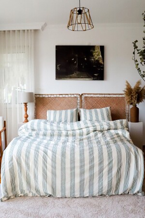 مجموعة غسيل مزدوجة من القطن من القطن من MNZ ، غطاء غطاء مزدوج ، غطاء غير حديدي مرققق أخضر رقيق مشري YNVR - vivamaison