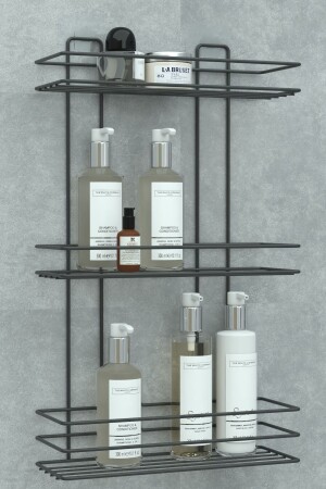 MNZ-المرصص ثلاث طبقات حمام رف حمام حمام شامبو حامل الجدار منظم منظم - Zabata