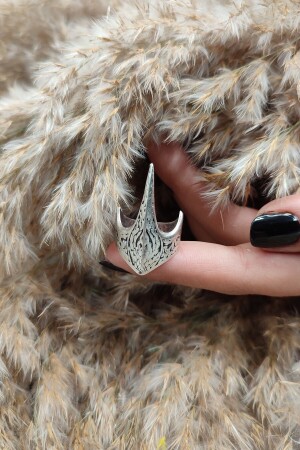 MNZ- الفضة مطلية Zihgir Archer Ring قديم القديم القديم الفضة مطلية الخاتم - S4s