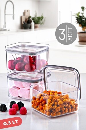 MNZ-0.5 Lt غطاء ضد التسرب ، سليكون غاسكت مربع 3 قطع حاوية تخزين مجموعة NDY-EMH-145 - Nandy Home