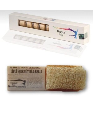 MNZ-1 صندوق رشور الحجر 1 قطعة العسل الحمار حليب الألياف الصابون 100% صنع يدوي - Ruşur Sefidab