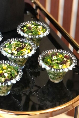 MNZ-1 قطعة حافة حبلة كوب صوص زجاجي كوب العشاء كوب عرض كوب شفاف 11x7 سم واحد 10087 - Heritage