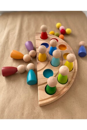 MNZ-1 سنة 12 قطعة والدورف قوس قزح بيج طاولة الأطفال مجموعة بيج الطفل لون مطابقة لعبة خشب TINYWOOD44001 - tiny wood