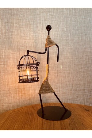 MNZ-1 شمعة الحديد الاسكندنافية القديمة - حامل شمعة قفص معدنية سوداء 25 سم - Genel Markalar