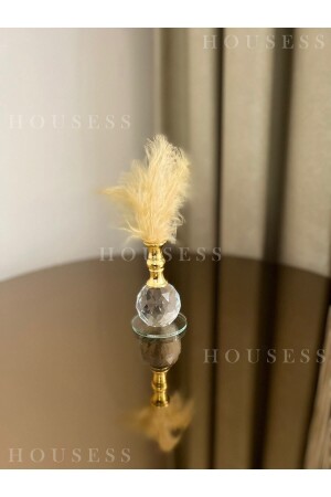 MNZ-1 قطعة ذهبية ريشة ذهبية كرة بلورية ريشة حامل أزياء التجميل الزينة - Housess