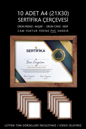 MNZ-10 قطع A4 إطار الخشب PVC 21x30 إطار للحصول على شهادة الدبلوم والوثيقة - Yhfoto