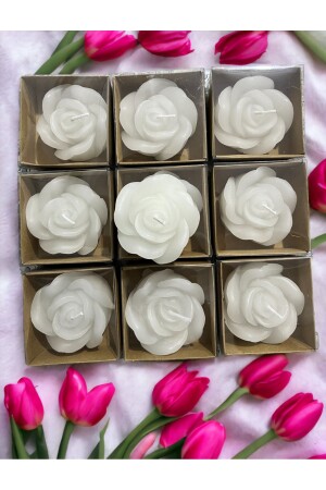 MNZ-10 قطع من كرافت الصندوق وردة الشكل الشمعة - هدية - خطوبة - زفاف - ختان - وعود - هينا - عيد ميلاد - Erse Home