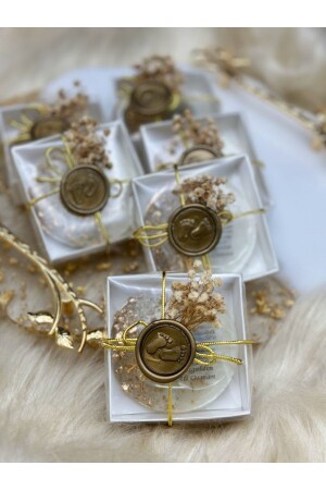 MNZ-10 قطع مزينة صندوق مغناطيس إيبوكسي مغناطيسي وعود العقد الزفاف القرآن التذكار التخفيف ميفلوت هدية - Mirabella Gift