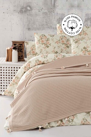 MNZ-100% القطن مزدوج المكعب، نمط الوفل، براون بوم بوم 01 3001 02 - Vionel Home