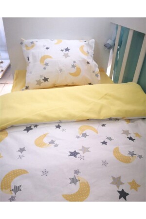 MNZ-100% القطن الأطفال الشباب الواحد غطاء غطاء القمر الصفراء نجم القمر الصفراء 1677 - Bebek Özel