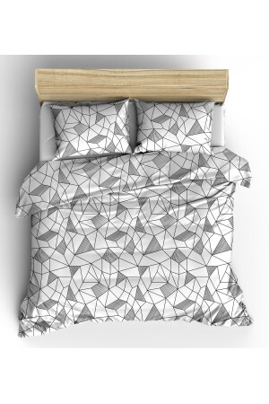 MNZ-100% القطن كاني هندسي مزدوج 200x220 2*(50X70) مجموعة غطاء السترة و مجموعة غطاء الوسادة 8682158140313 - Maki