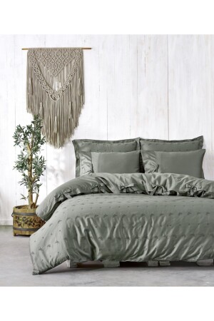 MNZ-100% القطن العضوي ساتين غطاء القماش الكبير من البيئة مجموعة 240*220 كارمن خضراء 55NVRECCY - Ecocotton