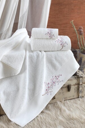 MNZ-100% القطن 3 قطع جوليا حمام منشفة مجموعة - Ellia Soft