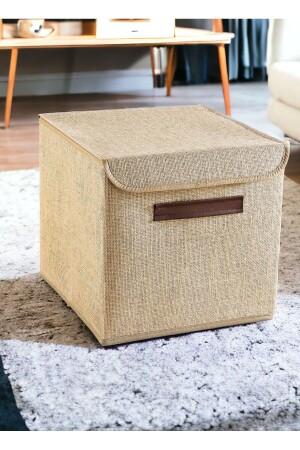 MNZ-100% جوت مغطاة في الخزانة غسيل الألعاب منظمة طي مغطاة صندوق تخزين 30x30x30 - Prendi Home