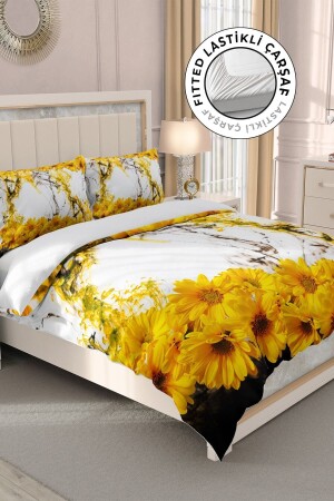 MNZ-100% القطن ساتين غطاء غطاء مزدوج مع الأوراق المثبتة الصفراء ديزي مونوهوم32579 - Monohome