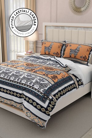 MNZ-100% القطن ساتين غطاء المزدوج مع الأوراق المثبتة 3d Ipekyolu MONOHOME31800 - Monohome