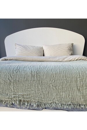 MNZ-100% القطن 4 طبقة مسلين غطاء السرير بيكي خضراء إكرو مزدوجة 240 × 230 بيكي TYC00721275108 - TruyTowel