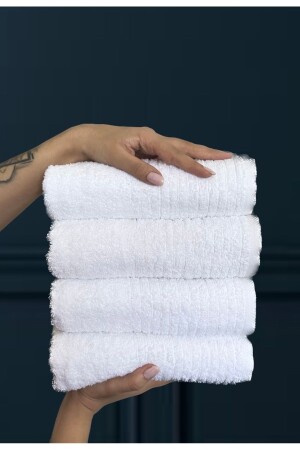 MNZ-100% القطن مجموعة من 4 مناشفة اليد ووجهه 50x90cm shl4byz - SHAL HOME