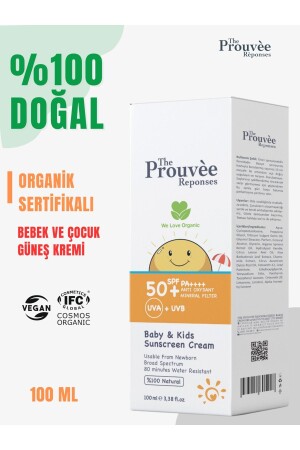 MNZ-100% طبيعي 50 SPF كريم واقي شمسي عضوي للأطفال والطفل 100 مل - The Prouvee Reponses