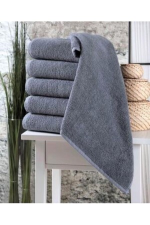 MNZ-100% القطن الإضافي الرمادي اللون الرقيق 6 قطع رياضة وصراع 50x90 مناشفة اليد والوجههة مجموعة 6pcs*ANTHRACITE - AYHANHOME