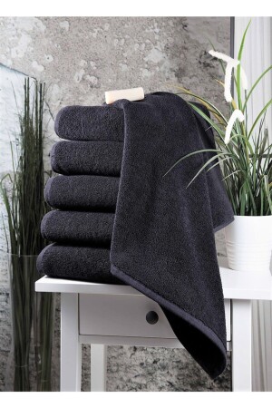 MNZ-100% القطن الإضافي الناعم الأنتراكيت 6 قطع رياضية و صاغرة 50x90 مناشفة يد ووجهها مجموعة 6pcs*ANTHRACITE - AYHANHOME