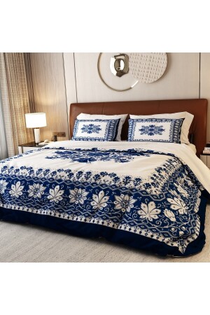 MNZ-100% القطن ساتين 6 قطع البحرية الزرقاء البحري غطاء المزدوج القشرة مجموعة ALCN1025 - ALACA HOME COLLECTİON