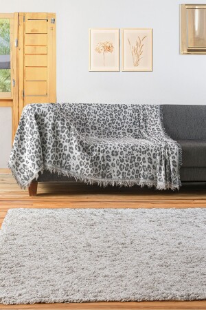 MNZ-100% القطن ليوبارد الرمادي الفاخرة غطاء الأريكة غير المنزلق غطاء الأريكة رمي الغطاء متعددة الأغراض - Bh