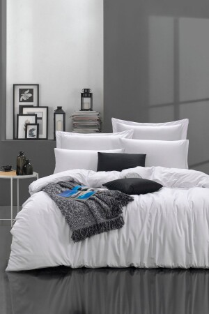 MNZ-100% القطن الطبيعي اللون البسيط غطاء القماش المعدل مزدوج اللون الطازج الأبيض Ep-022735-v - Enlora Home